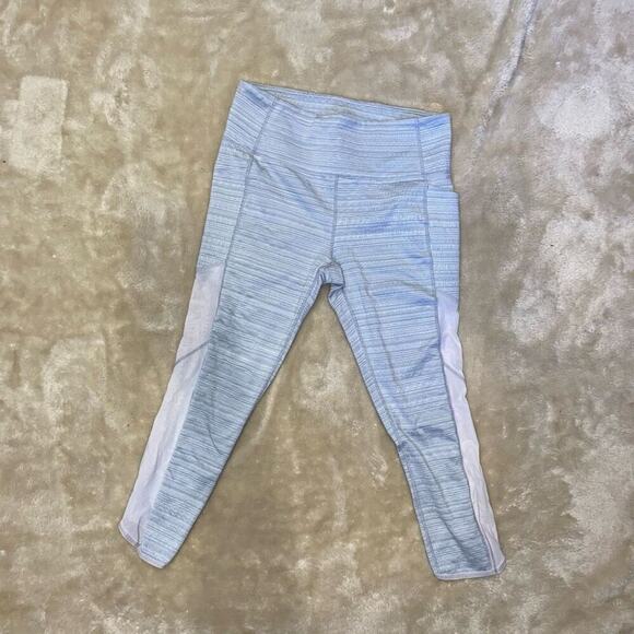 Athleta Cropped Gray and Mesh Leggings | Sz L - Picture 2 of 4